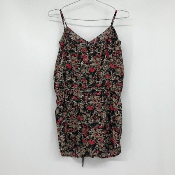 UO Kimchi Blue romper red tan abstract print ruffle neck  spaghetti straps XS - Picture 13 of 15